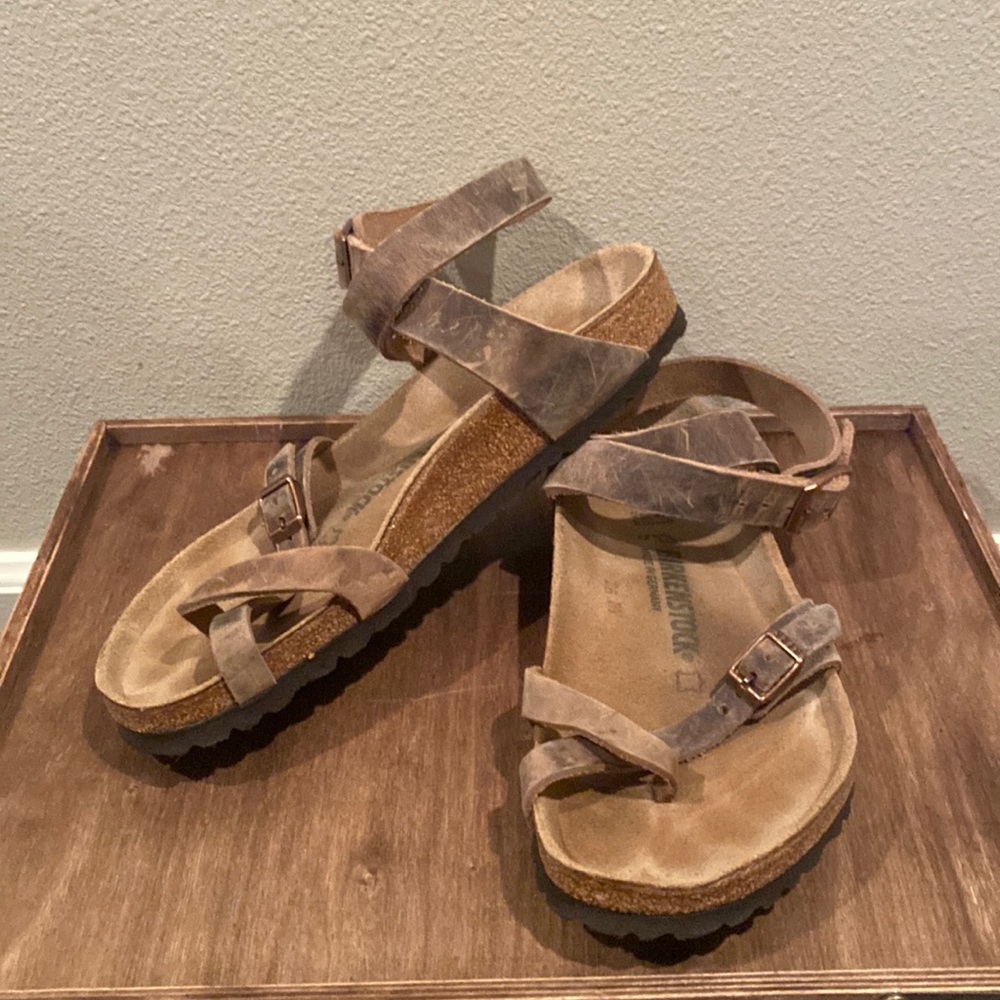 Birkenstock Brown Leather Ankle Wrap Sandals size 41 (10)